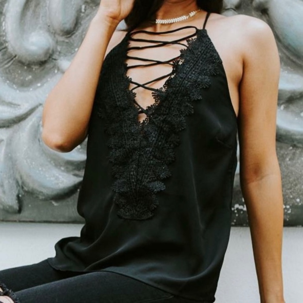 Escape by Blu Pepper Black Lace Tank